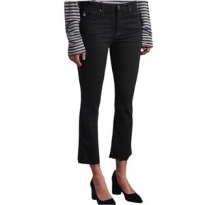 AG the Jodi High Rise Slim Flare Crop Black Wash Jeans Size 27